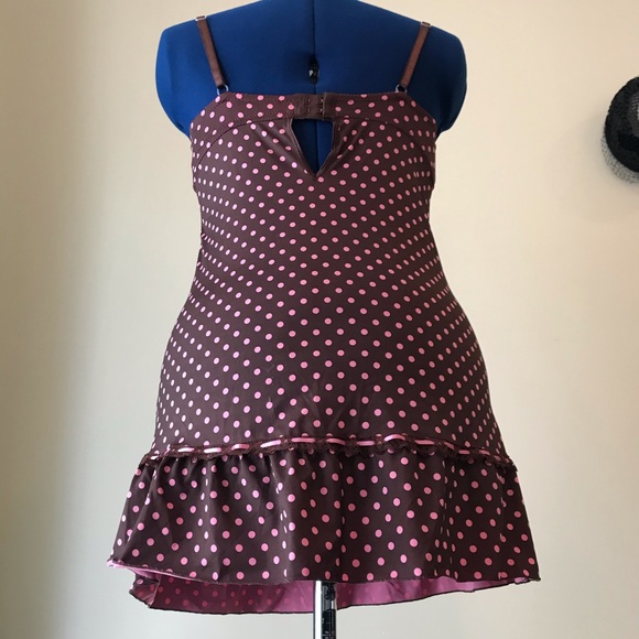 NWT Rampage Intimates Choco-Brn & Pink P-Dot Slip - Picture 10 of 11